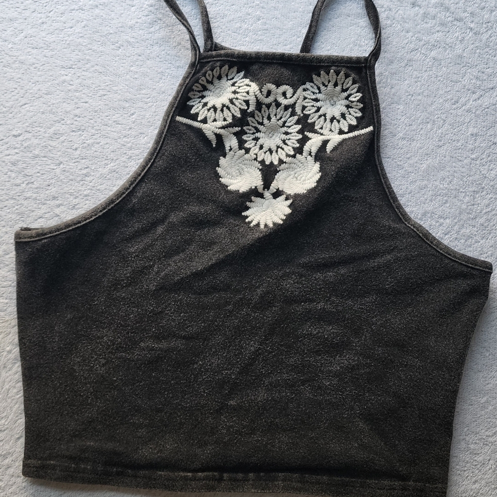 PacSun Me To We Women's Gray & White Flower Cropped Tank Top Size XS